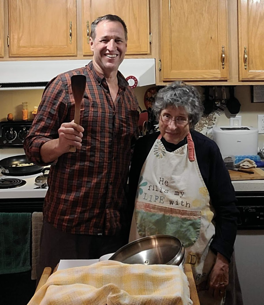 Verocall Founder Michael Stebbins cooking with his mom in Post Falls, Idaho